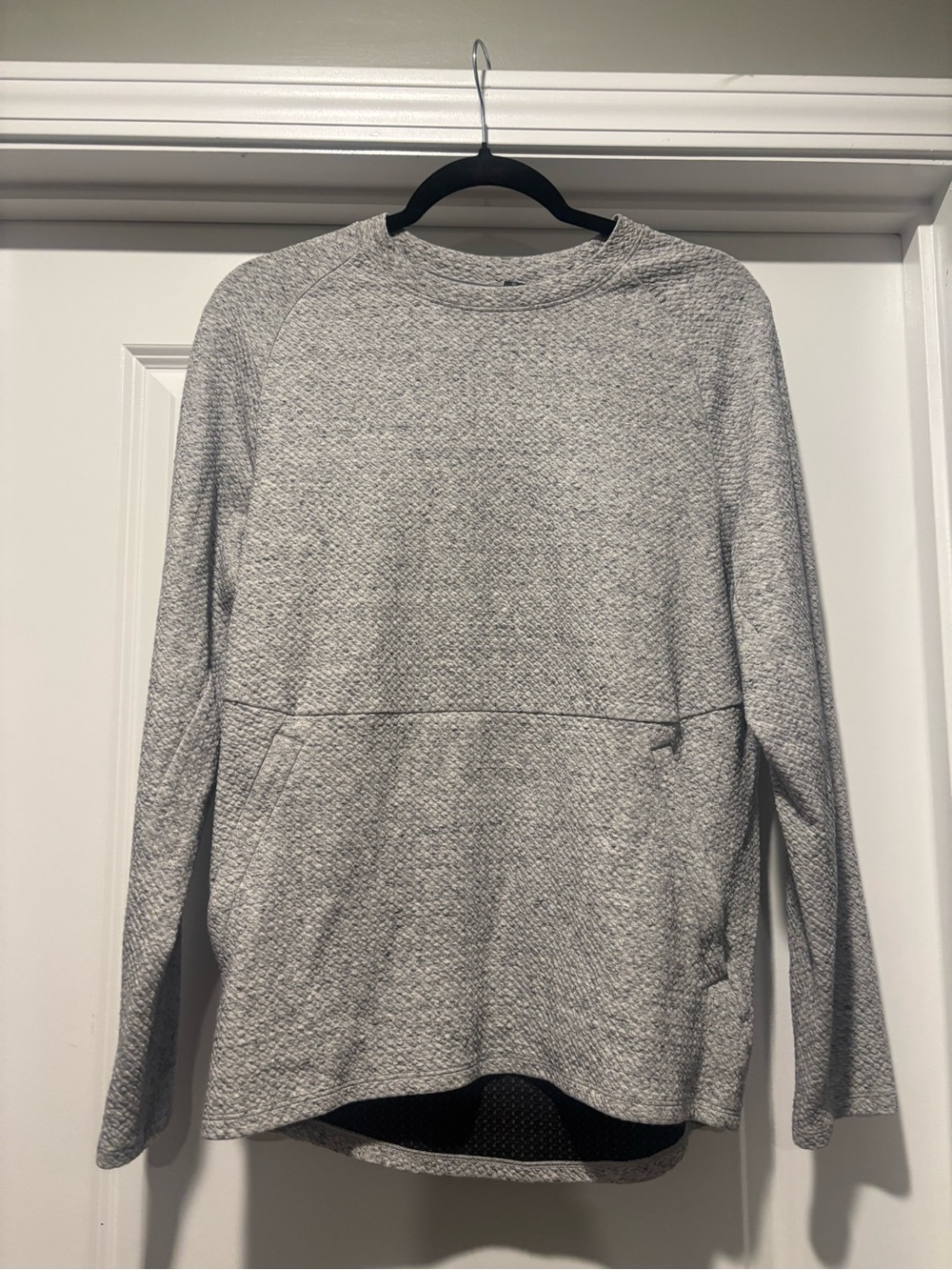 Lululemon Sweatshirt Mens Small Gray Crewneck Pullover Zip Pockets Reflective